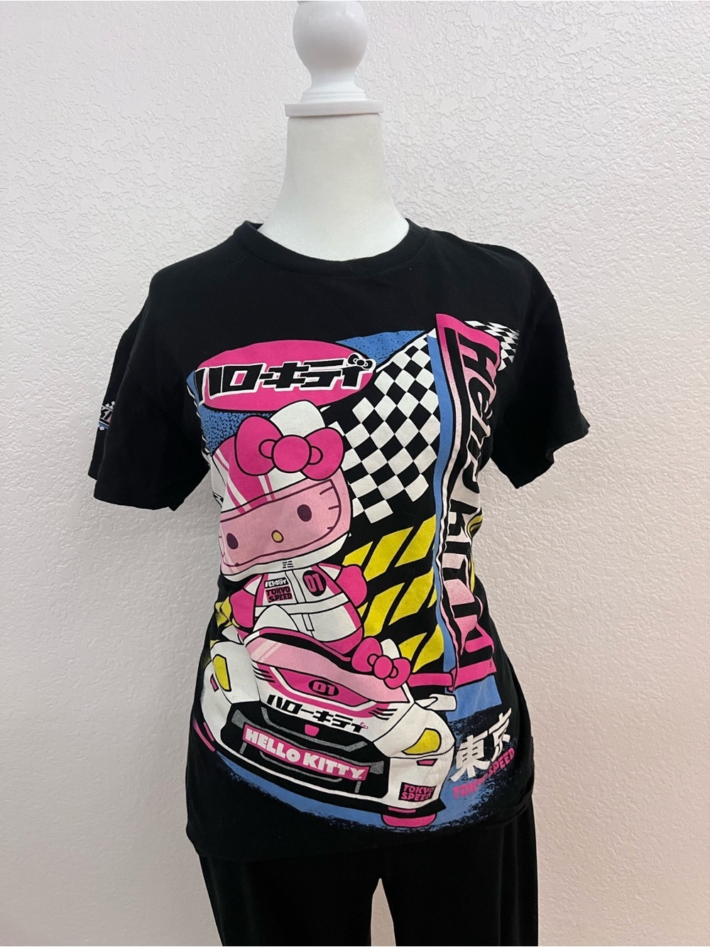 Hello Kitty x Sanrio Tokyo Speed Graphic Tee Women’s Small Black Racing Kawaii
